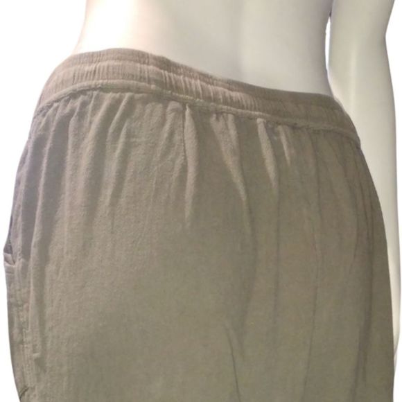 Sahalie Army Green Pants Size Large Elastic Waist Drawstring with Cargo pockets - Picture 4 of 12